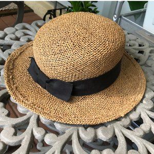 Straw Garden Hat w/ Black Ribbon